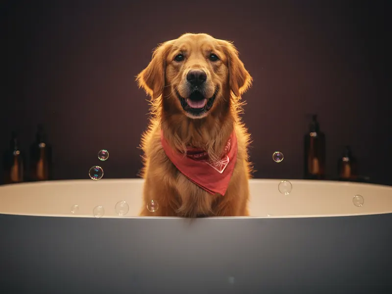 Mojito recién bañado, con su bandana coral